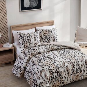 Kenneth Cole Abstract Leopard Cotton Brown Duvet Cover Set King